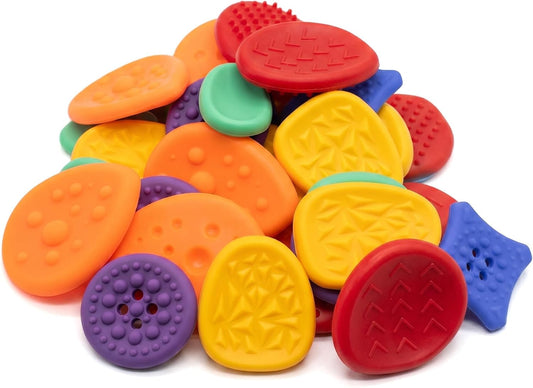 48PCS Random Color Fidget Toys Sensory Stone for Kids，Textured Soft Worry Stone for Autism Kids Calming - Fidget Stress Toys for Students Anxiety Relief - Small Prizes Fidget Toys